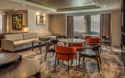 Lobby lounge perfect for co-working at Hilton London Watford.