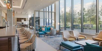 Hotel bar and dining area at Hilton Garden Inn Stoke On Trent.