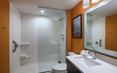 Guest bathroom at TownePlace Suites Edgewood Aberdeen.