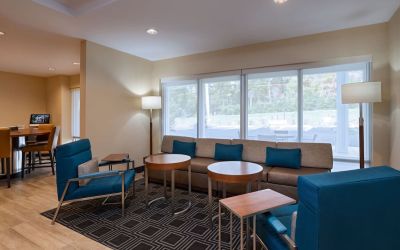 Coworking lounge at TownePlace Suites Edgewood Aberdeen.
