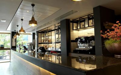 Hotel bar at the Hilton Garden Inn Birmingham Brindleyplace.