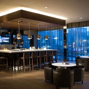 Hotel bar at AC Hotel Cincinnati At Liberty Center.