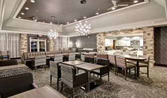 Dining area perfect for co-working at Homewood Suites By Hilton Burlington.