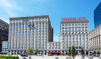 Hotel exterior at Congress Plaza Hotel.