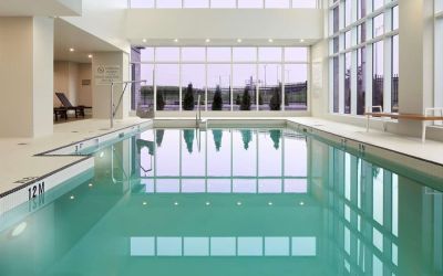 Relaxing indoor heated pool at DoubleTree By Hilton Montreal Airport.