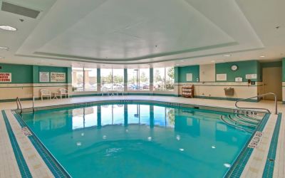 Bright and relaxing indoor pool at the Hampton Inn by Hilton Toronto Airport Corporate Centre.