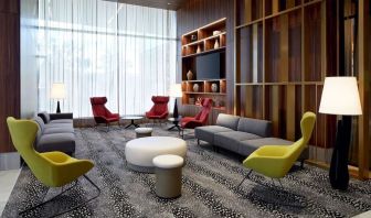 Comfortable hotel lobby at Hilton Garden Inn Montreal Midtown.