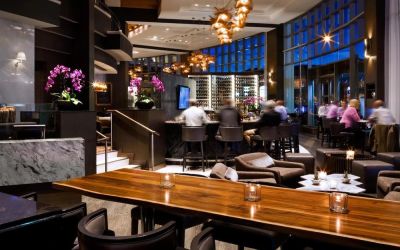 Dining area perfect for co-working at the Fairmont Waterfront.