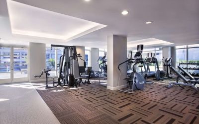 Fully equipped fitness center at the Fairmont Waterfront.