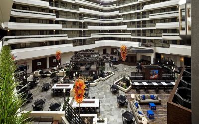 Dining area perfect for coworking at Embassy Suites By Hilton LAX Airport North.