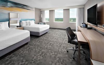 Bright and spacious day use twin room with TV, work desk and private bathroom at Courtyard By Marriott Edmonton Downtown.