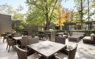 Outdoor patio at DoubleTree By Hilton Hotel Toronto Airport West.