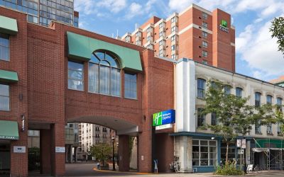 Hotel entrance at Holiday Inn Express Toronto Downtown.
