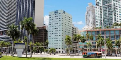 Hotel exterior at YVE Hotel Miami.