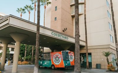 Hotel exterior at Courtyard By Marriott Los Angeles LAX/Century Boulevard.