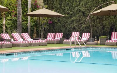 Sun loungers beside pool at Hollywood Hotel.