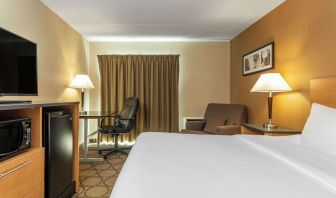 Day use room with TV, sofa, work desk and private bathroom at Comfort Inn Pickering.