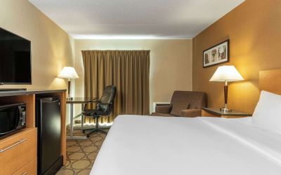 Day use room with TV, sofa, work desk and private bathroom at Comfort Inn Pickering.