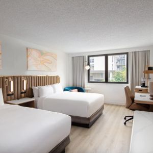 Day use twin room with work desk at Sonesta Miami Airport.