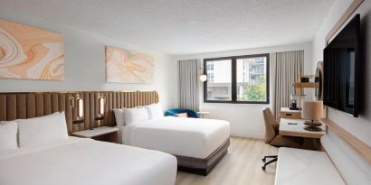 Day use twin room with work desk at Sonesta Miami Airport.