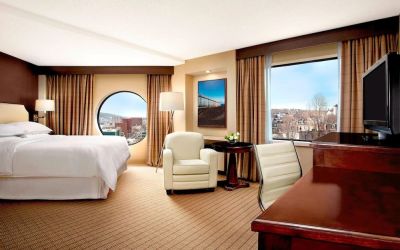 Bright and spacious day use room with work desk at Sheraton Hotel Newfoundland.