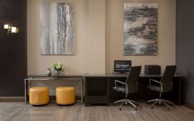 Business center with computer, printer and ergonomic chairs at The Park Hotel London.