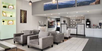 Lobby and coworking lounge at Garner By IHG.