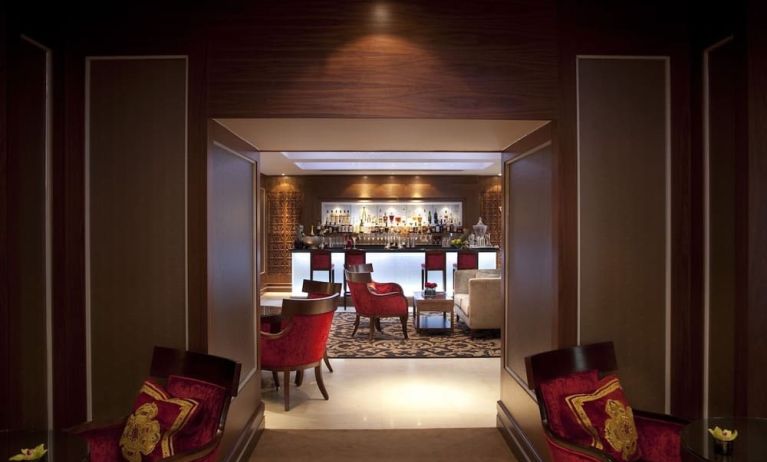 Hotel bar with lounge seating at The Royal Horseguards Hotel.