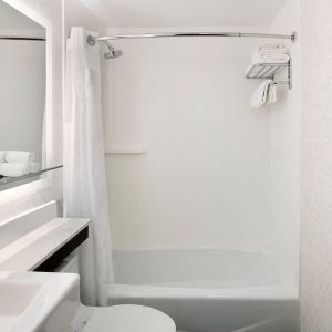 Guest bathroom with shower and tub at Holiday Inn Express New York City - Chelsea.