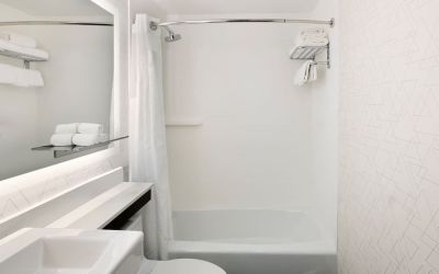 Guest bathroom with shower and tub at Holiday Inn Express New York City - Chelsea.