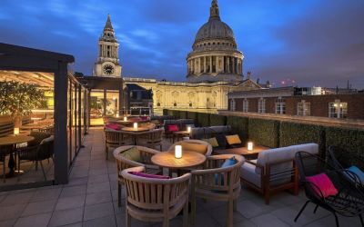 Rooftop terrace at Leonardo Royal St Paul's Hotel.