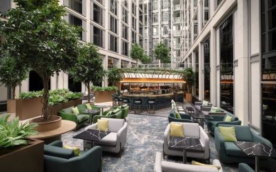 Lounge area at Leonardo Royal St Paul's Hotel.