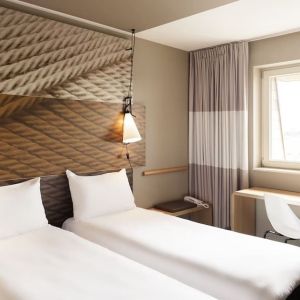 Day use twin room with work desk at ibis Leicester City.