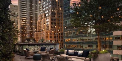 Romantic rooftop terrace at The Knickerbocker Hotel.