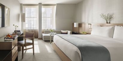Romantic king room at The Knickerbocker Hotel.