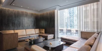 Lounge and coworking space at The Knickerbocker Hotel.