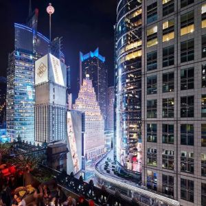 City lights at The Knickerbocker Hotel.