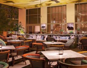 Dining area perfect for coworking at SLS South Beach. 