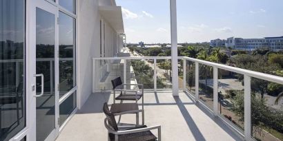 Balcony inside day use room at Courtyard Delray Beach.
