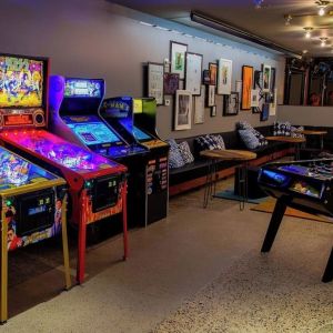 Arcade room at Moxy Phoenix Tempe/ASU Area.