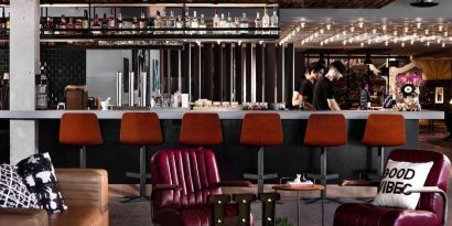Hotel bar at Moxy Phoenix Tempe/ASU Area.