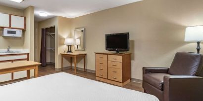 Romantic king room at Extended Stay America.