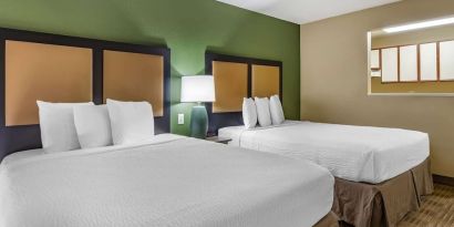 Queen beds at Extended Stay America.