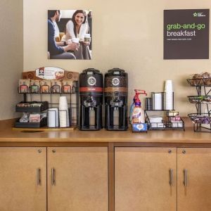 Coffee station at Extended Stay America.