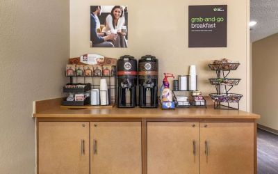 Coffee station at Extended Stay America.