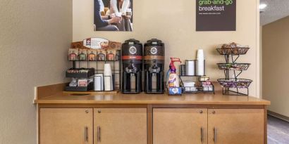 Coffee station at Extended Stay America.