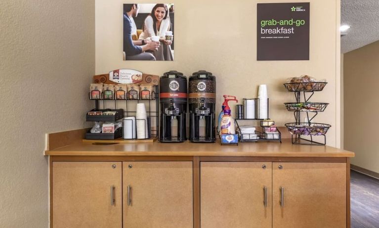 Coffee station at Extended Stay America.