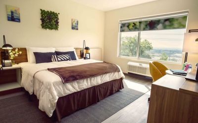 Bright and spacious day use room with work desk at Wyndham Garden North Bergen Near Secaucus.
