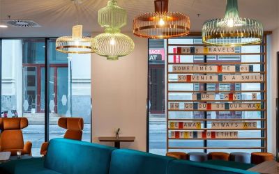 Hotel lobby at Hampton By Hilton Budapest City Centre.