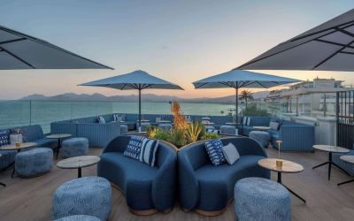 Rooftop seating at Canopy By Hilton Cannes.